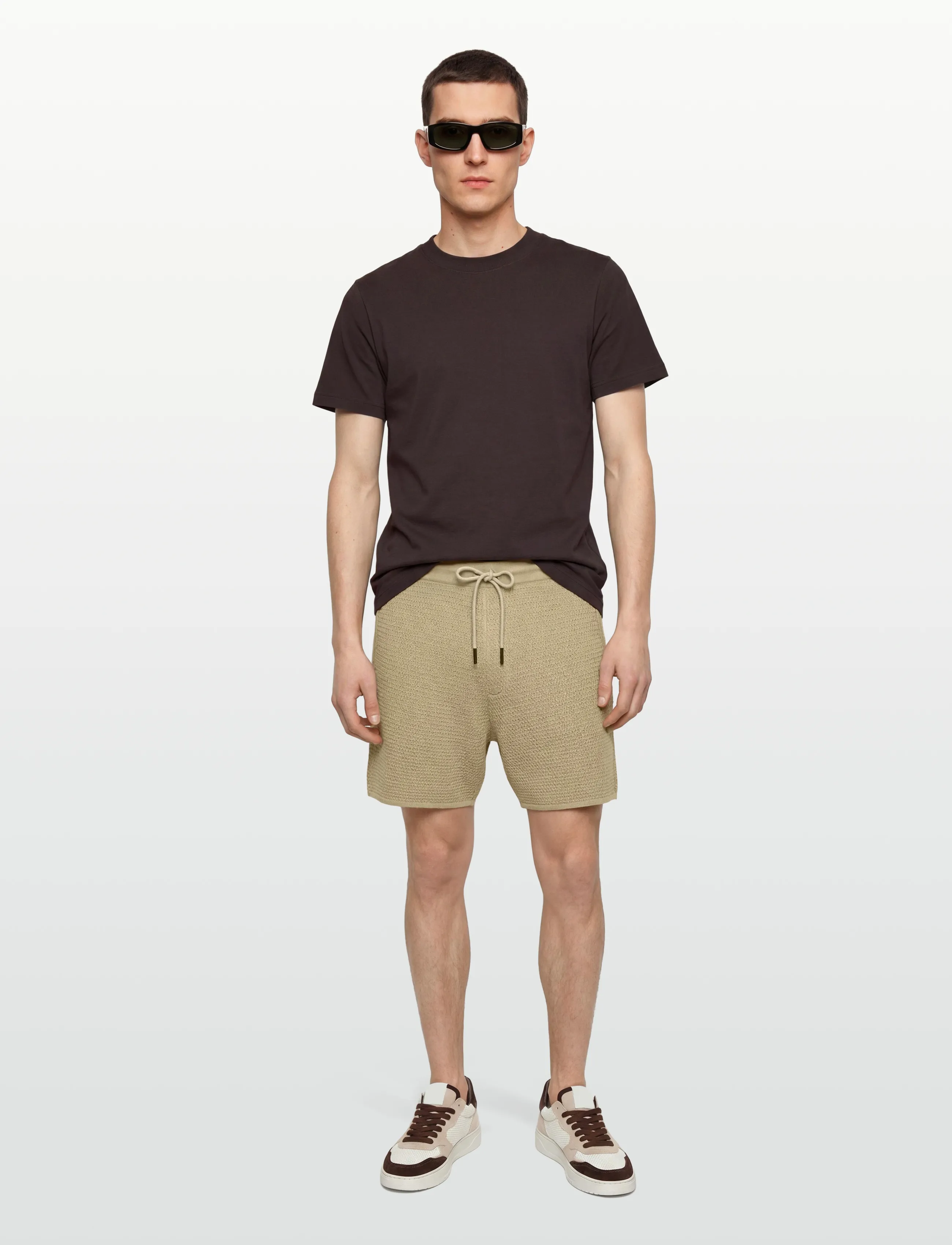 Knowledge Cotton Apparel Loose Knit Shorts, XL, Beige - Casual Männerswear