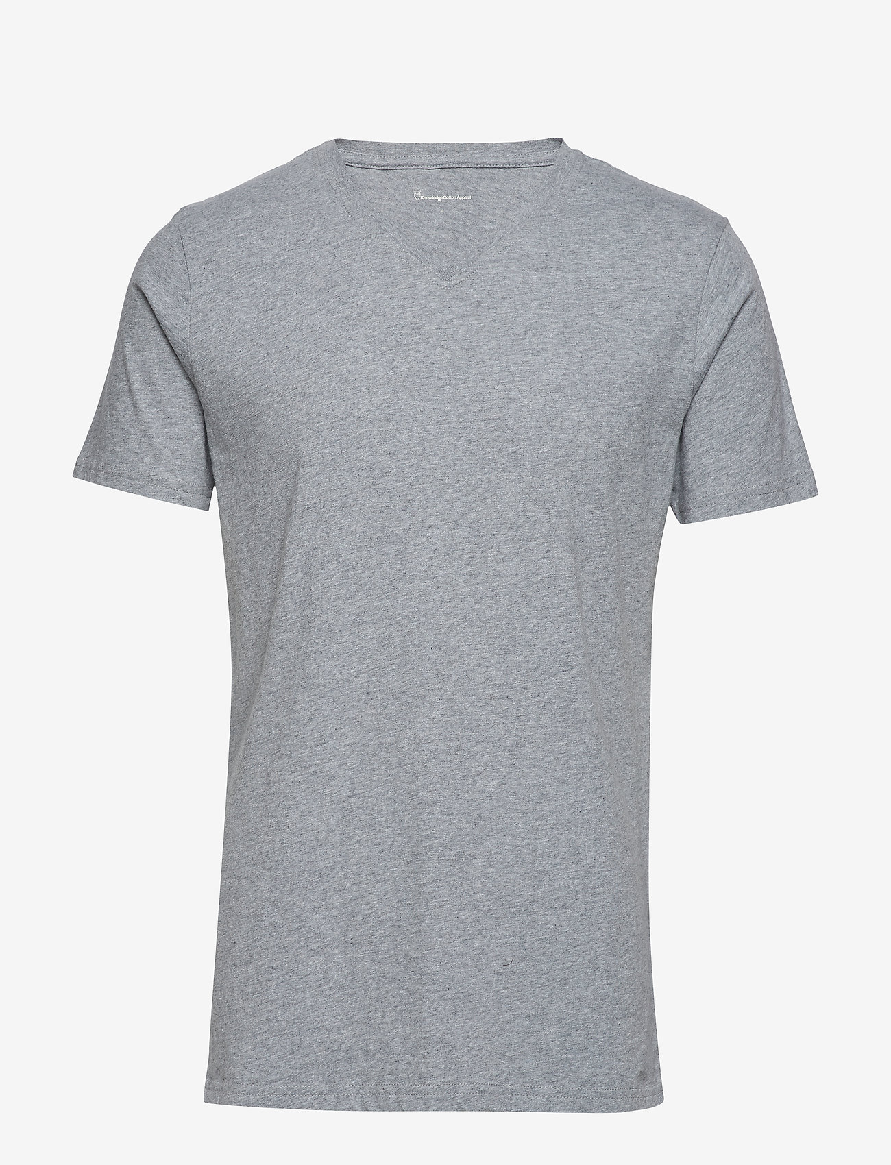 Knowledge Cotton Apparel - ALDER basic v-neck tee - GOTS/Vegan - grey melange - 0