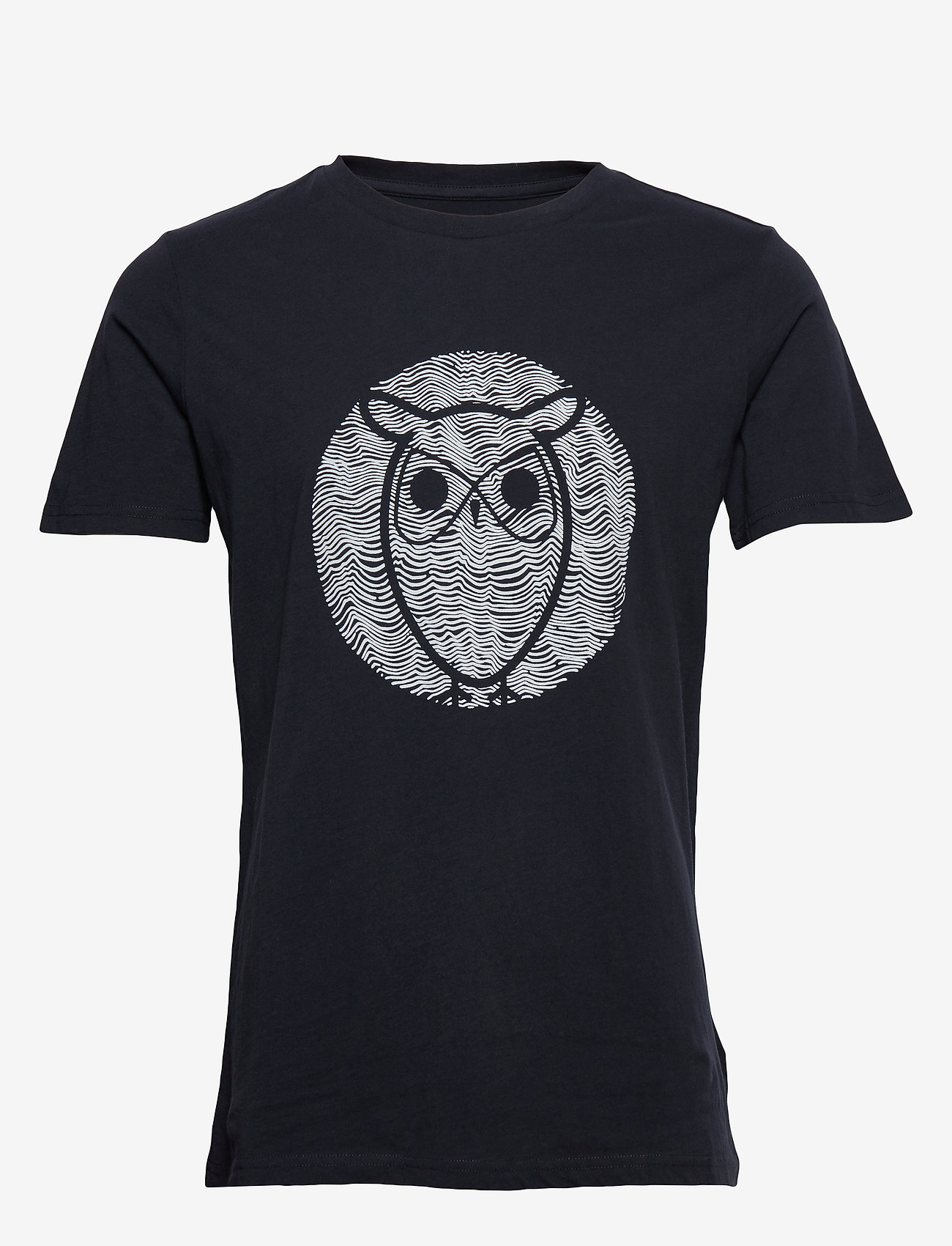 Knowledge Cotton Apparel - ALDER wave owl tee - GOTS/Vegan - total eclipse - 0