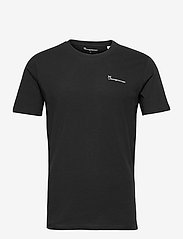 Knowledge Cotton Apparel - Regular trademark chest print t-shi - basis-t-skjorter - black jet - 0
