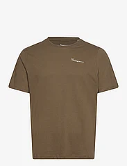 Knowledge Cotton Apparel - Regular trademark chest print t-shi - basis-t-skjorter - dark olive - 0