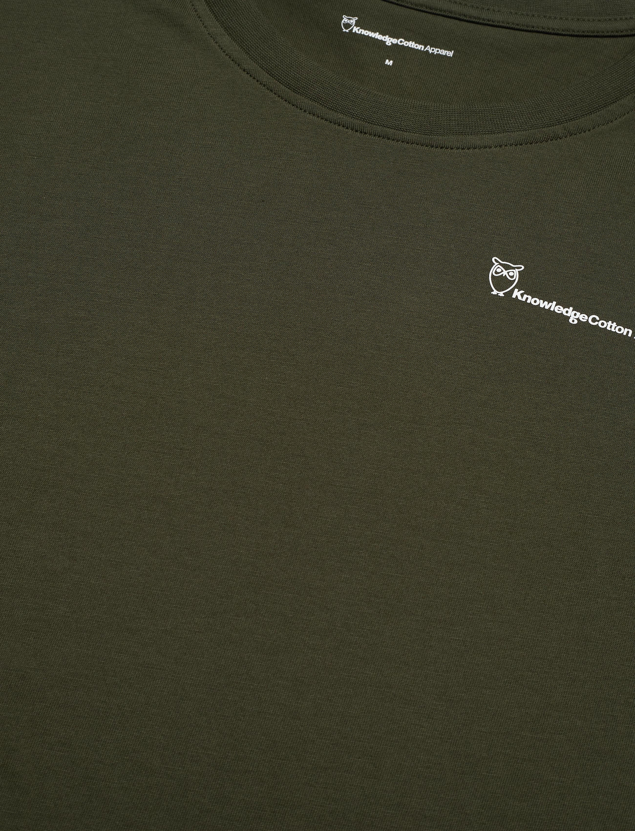 Knowledge Cotton Apparel - Regular trademark chest print t-shi - forrest night - 4