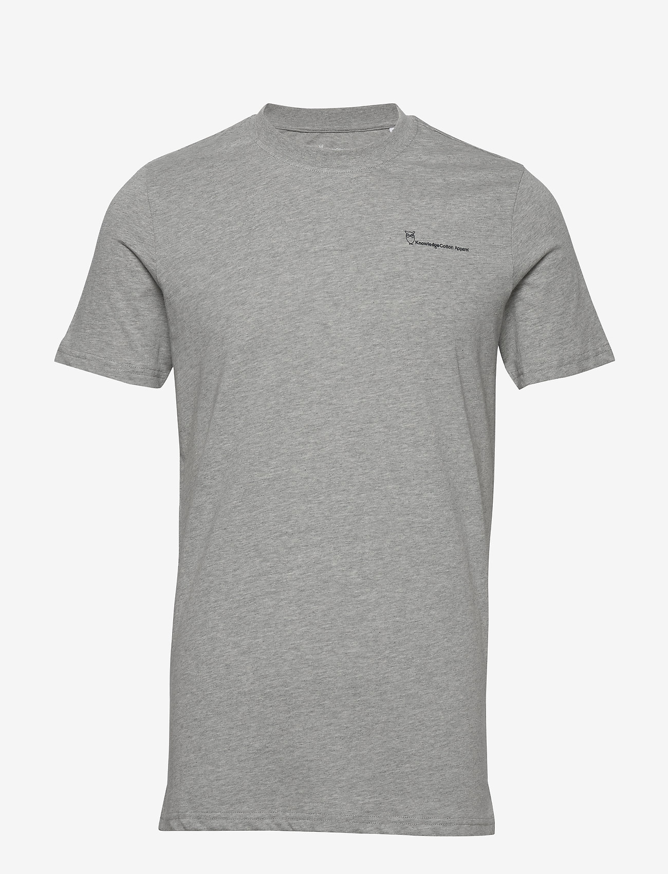 Knowledge Cotton Apparel - Regular trademark chest print t-shi - grey melange - 1