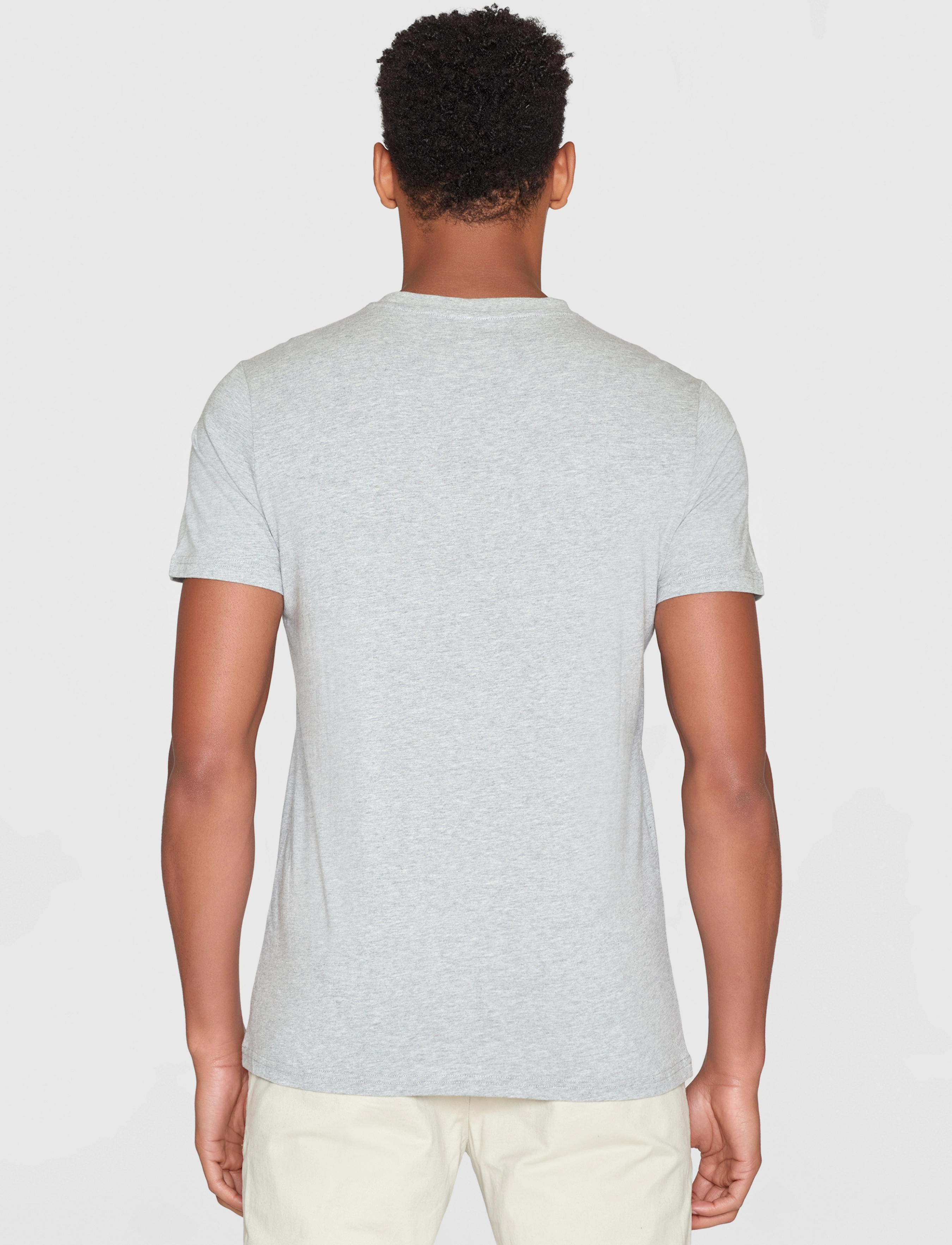 Knowledge Cotton Apparel - Regular trademark chest print t-shi - grey melange - 3