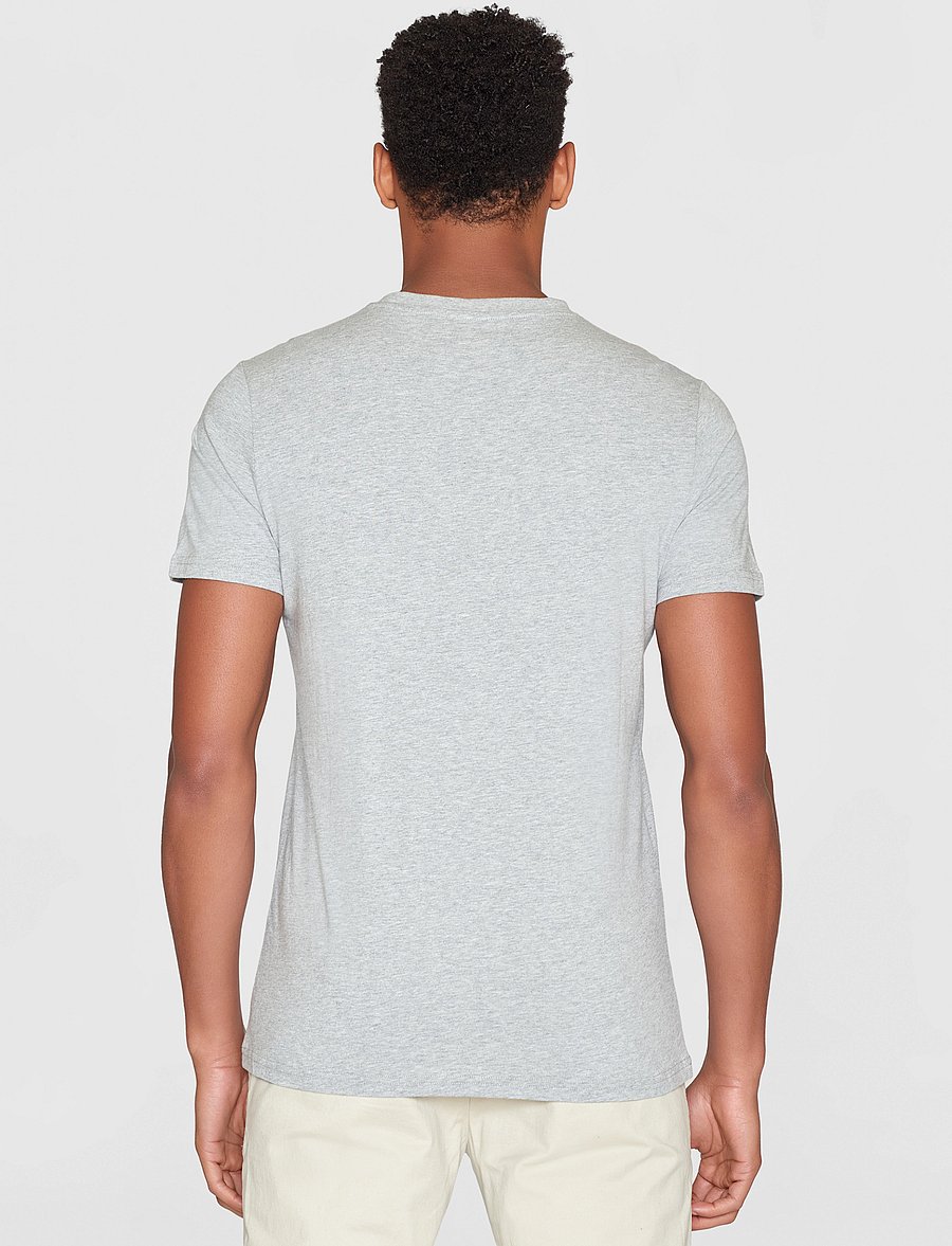 Knowledge Cotton Apparel - Regular trademark chest print t-shi - grey melange - 3