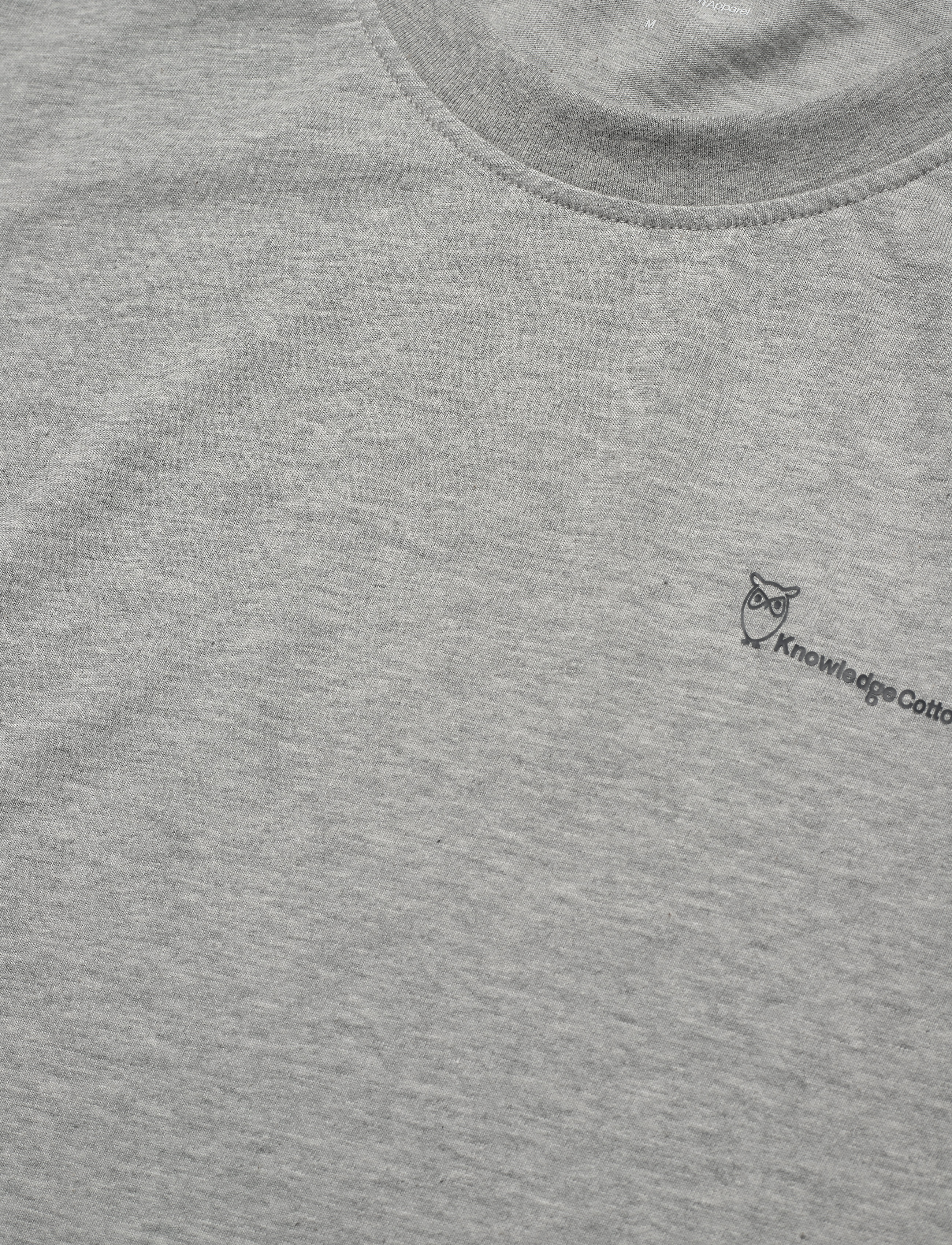 Knowledge Cotton Apparel - Regular trademark chest print t-shi - grey melange - 4