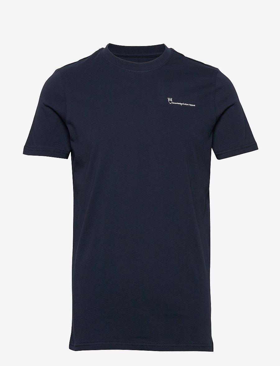 Knowledge Cotton Apparel - Regular trademark chest print t-shi - kortärmade t-shirts - total eclipse - 1