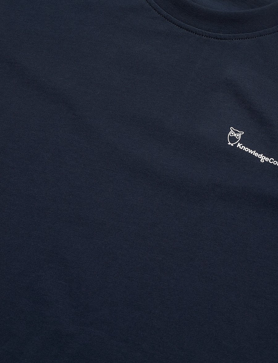 Knowledge Cotton Apparel - Regular trademark chest print t-shi - kortärmade t-shirts - total eclipse - 4