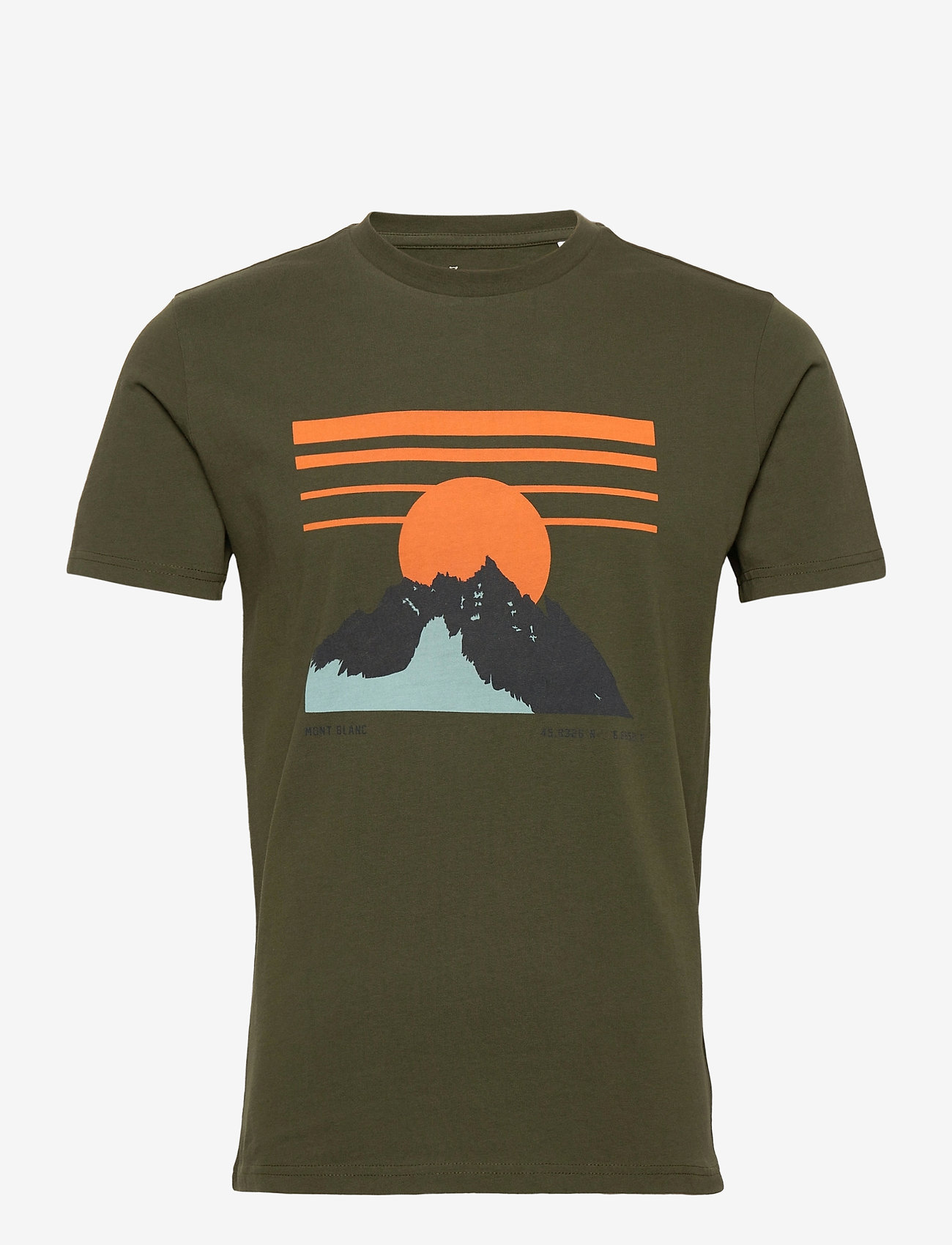 Knowledge Cotton Apparel - ALDER heavy tee mountain print  - G - forrest night - 0
