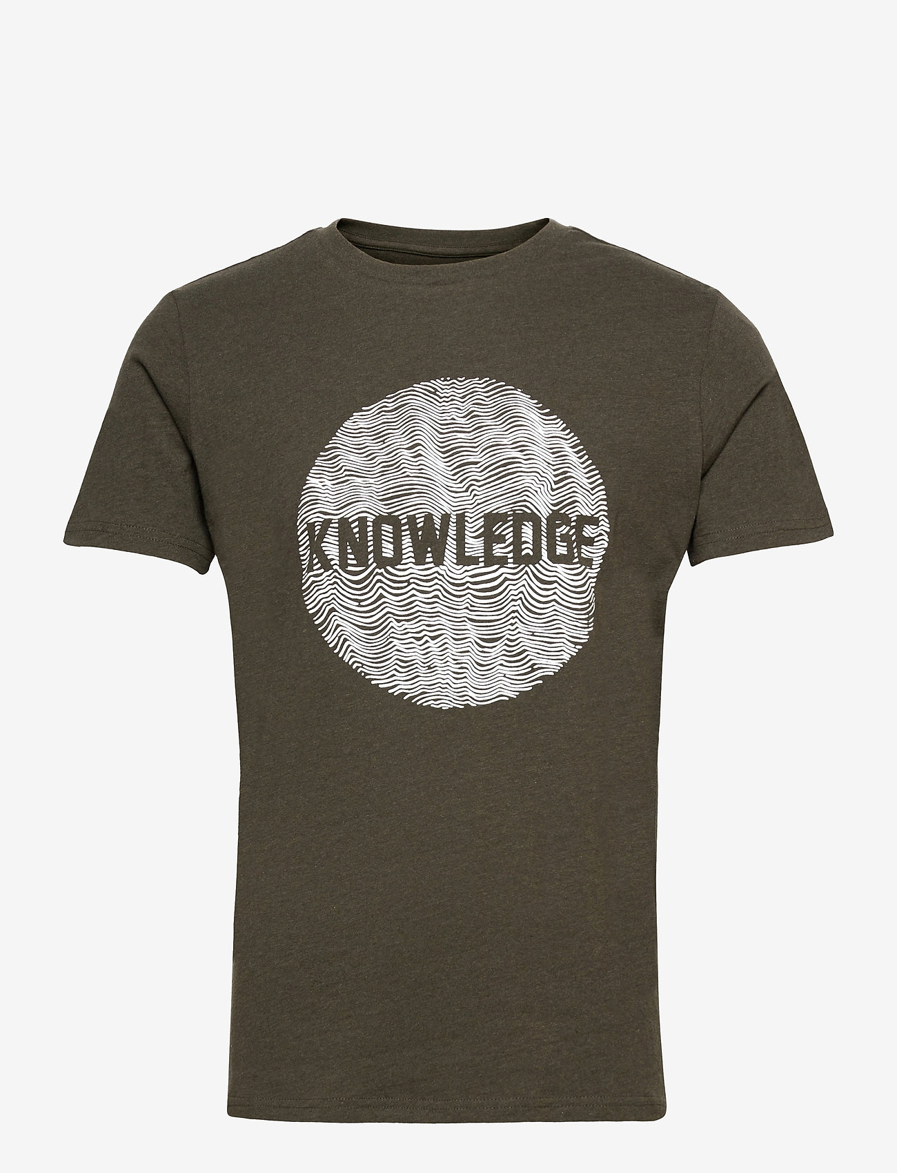 Knowledge Cotton Apparel - ALDER o-neck tee KCA print - GOTS/V - green melange - 0