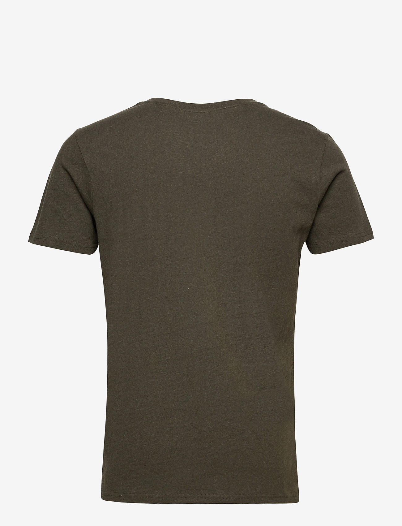 Knowledge Cotton Apparel - ALDER o-neck tee KCA print - GOTS/V - green melange - 1