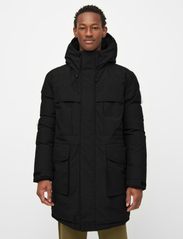 Knowledge Cotton Apparel - APEX CANVAS long padded coat - GRS - winter jackets - black jet - 2
