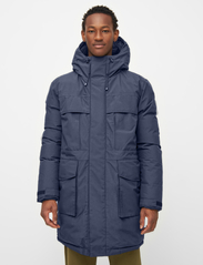 Knowledge Cotton Apparel - APEX CANVAS long padded coat - GRS - winter jackets - total eclipse - 2