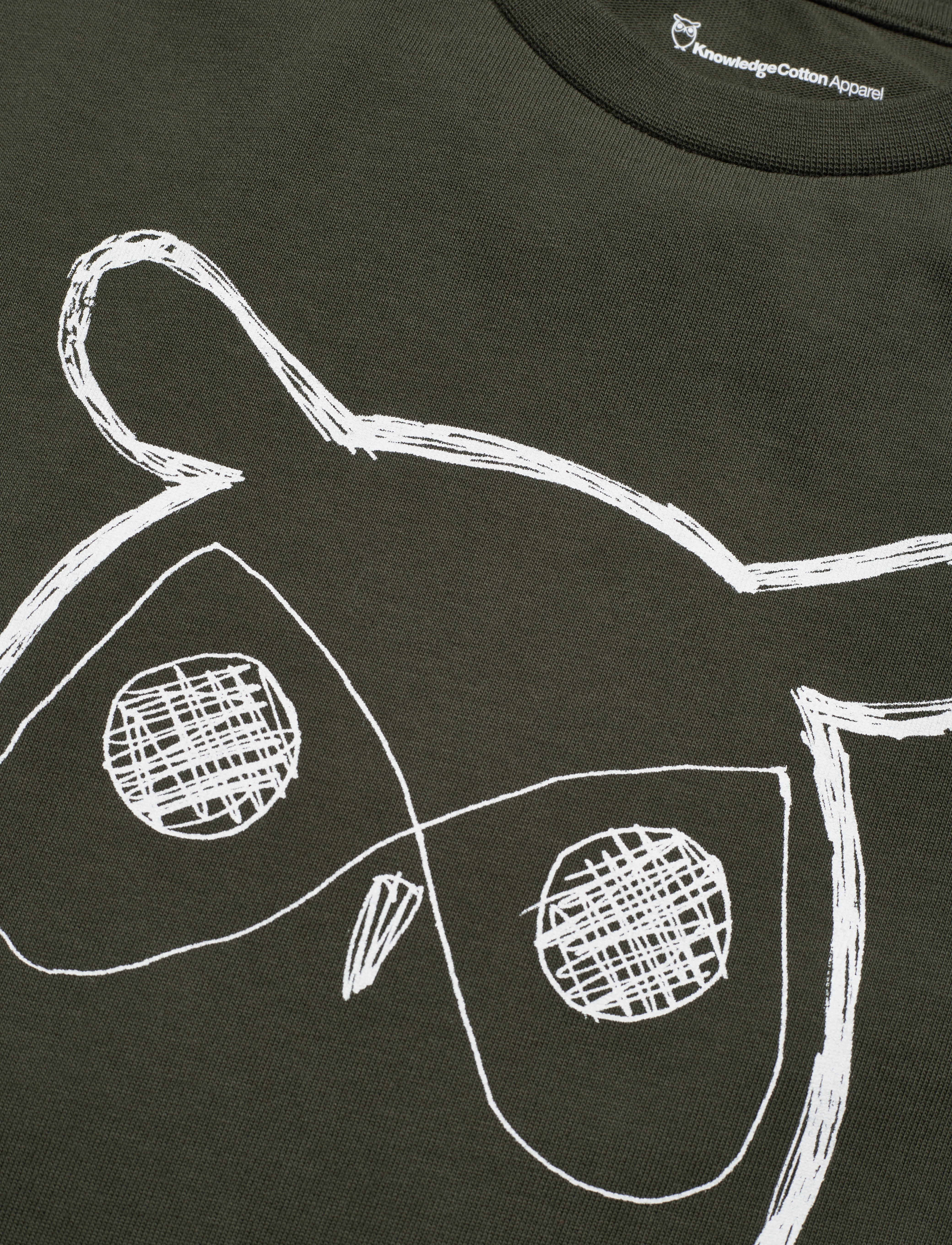 Knowledge Cotton Apparel - Owl tee - GOTS/Vegan - forrest night - 2