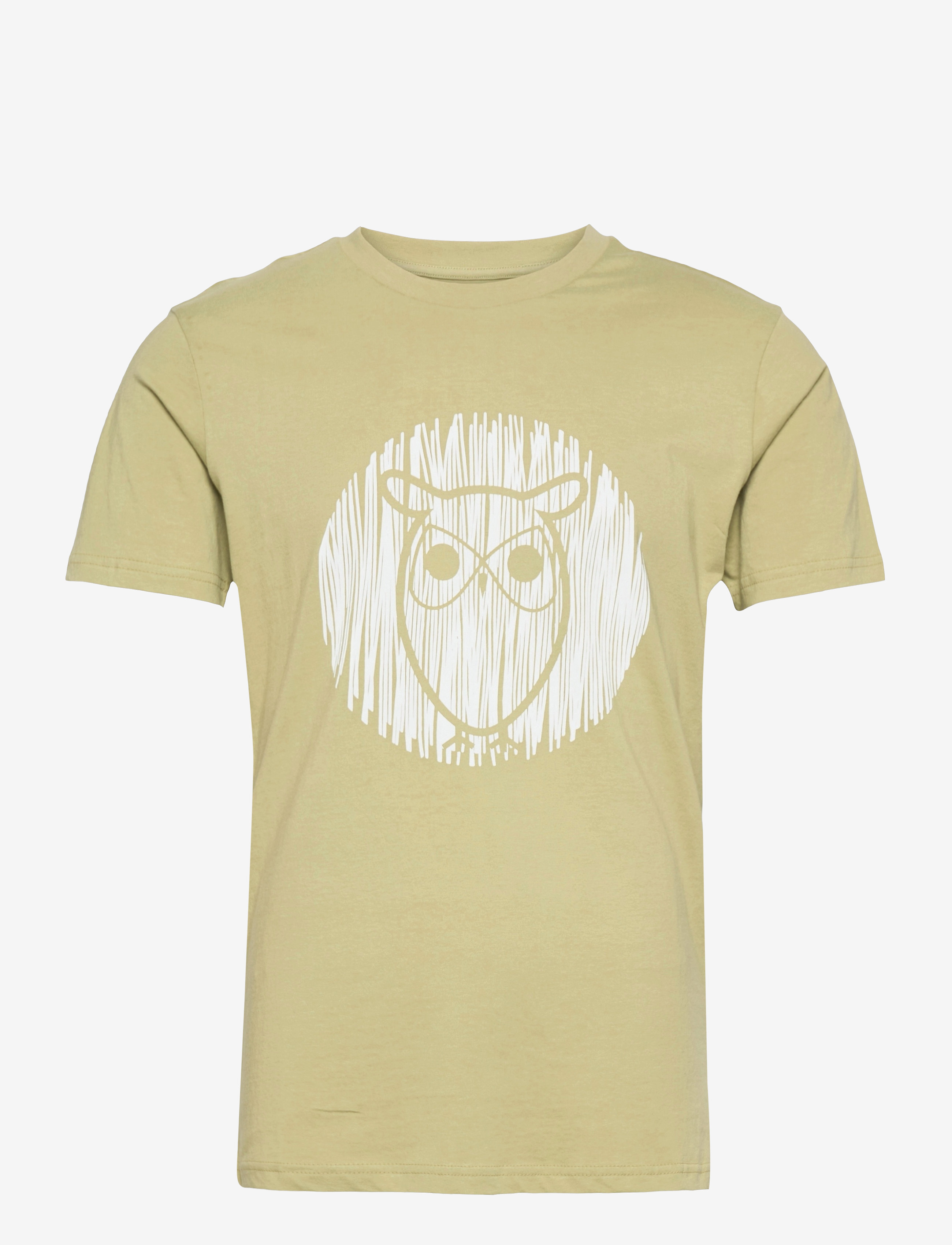 Knowledge Cotton Apparel - ALDER outline owl tee - GOTS/Vegan - sage (light usty green) - 0