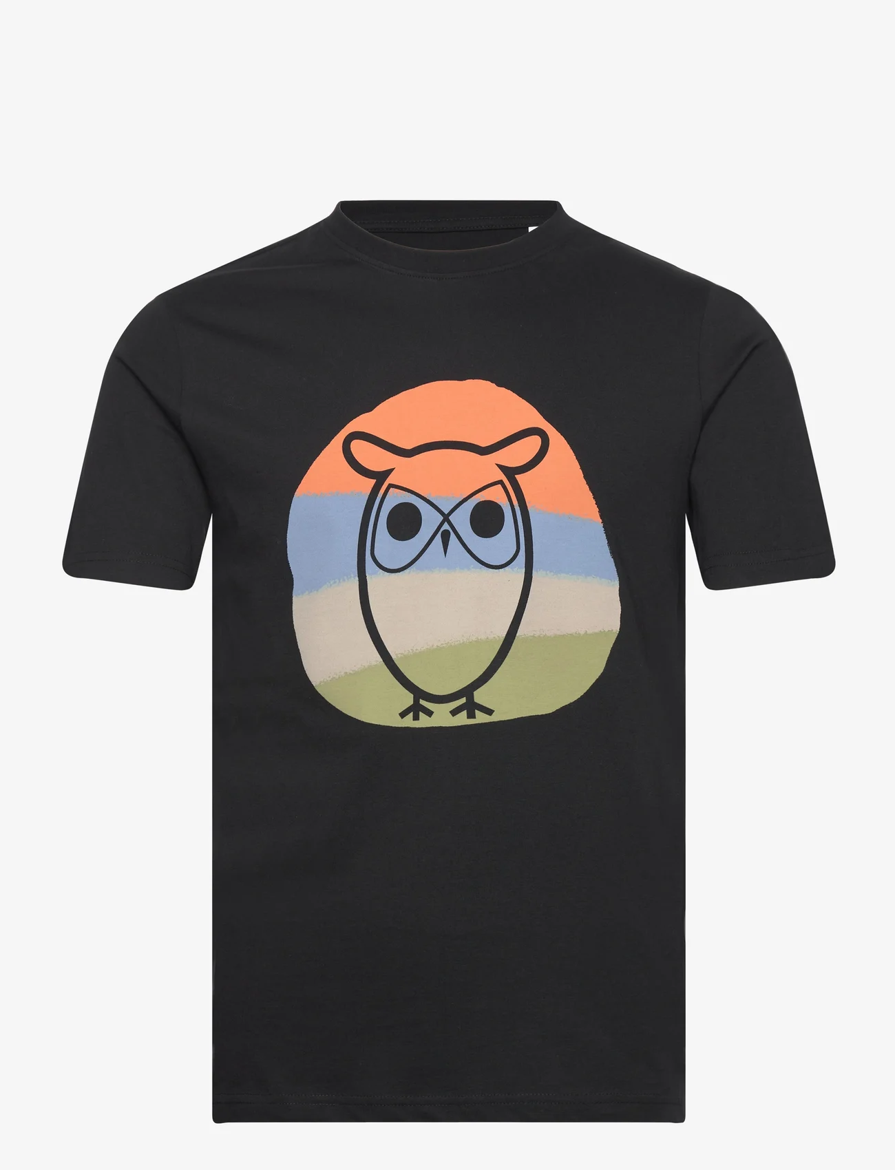 Knowledge Cotton Apparel - ALDER colored owl tee - GOTS/Vegan - mažiausios kainos - black jet - 0