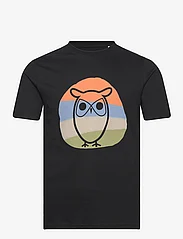 Knowledge Cotton Apparel - ALDER colored owl tee - GOTS/Vegan - lowest prices - black jet - 0