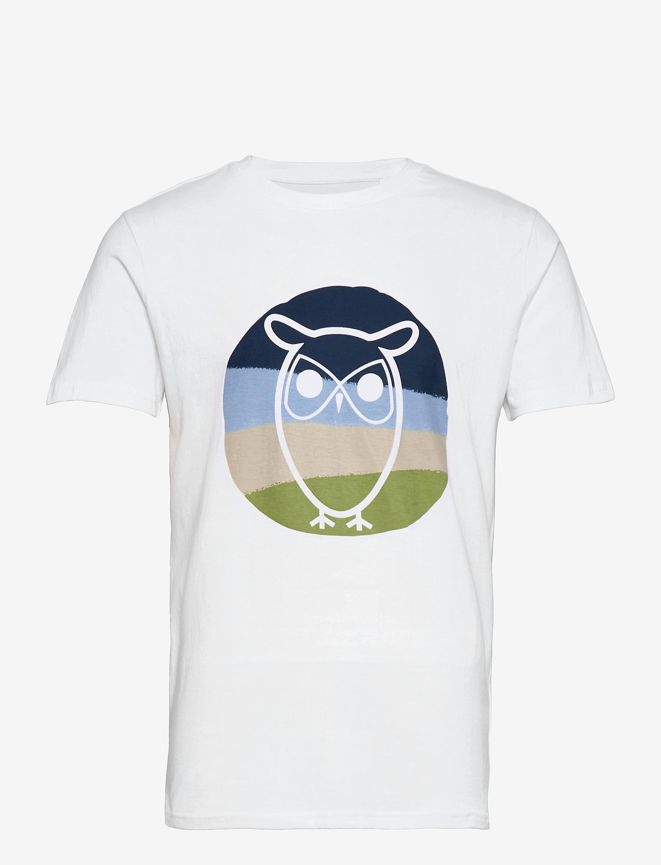 Knowledge Cotton Apparel - ALDER colored owl tee - GOTS/Vegan - lowest prices - bright white - 0