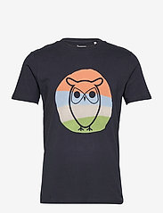 Knowledge Cotton Apparel - ALDER colored owl tee - GOTS/Vegan - lägsta priserna - total eclipse - 0