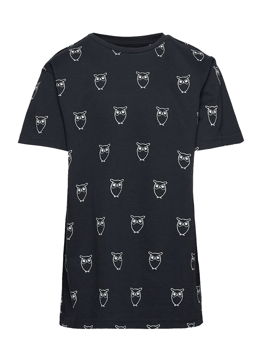 Knowledge Cotton Apparel - Owl AOP tee - GOTS/Vegan - total eclipse - 0
