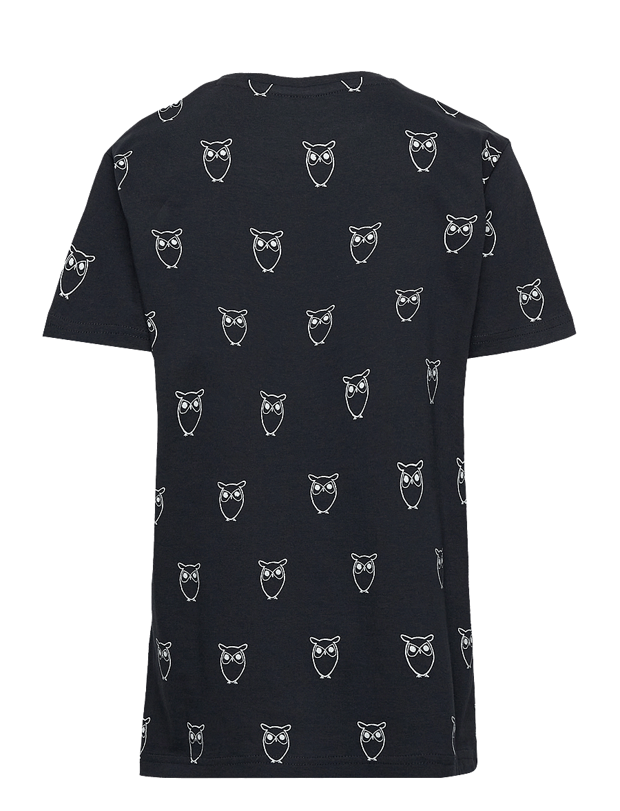 Knowledge Cotton Apparel - Owl AOP tee - GOTS/Vegan - total eclipse - 1