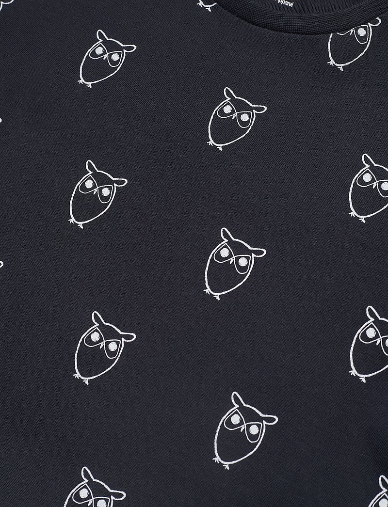 Knowledge Cotton Apparel - Owl AOP tee - GOTS/Vegan - total eclipse - 2
