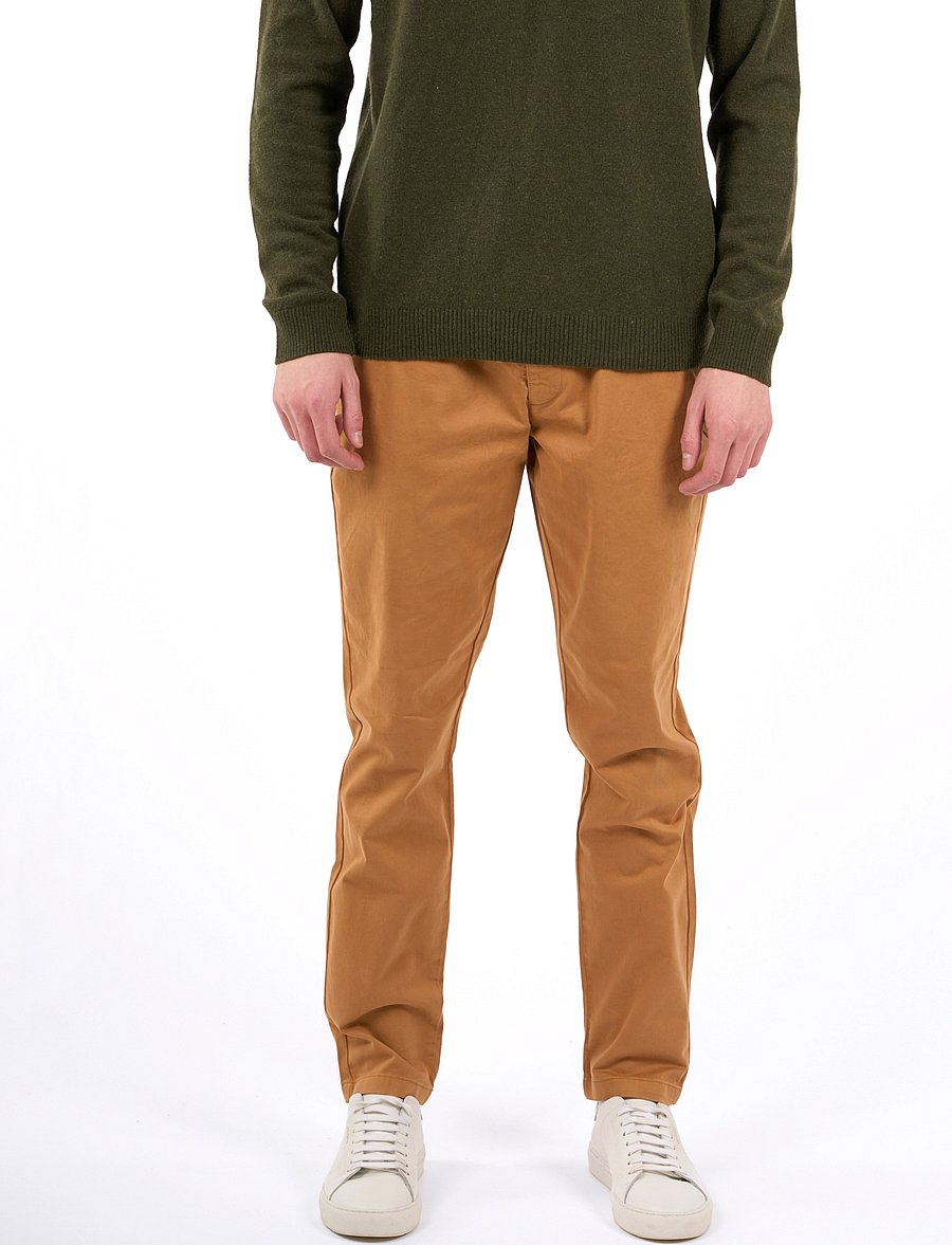 Knowledge Cotton Apparel - Luca slim chino pants - chinos - brown sugar - 0