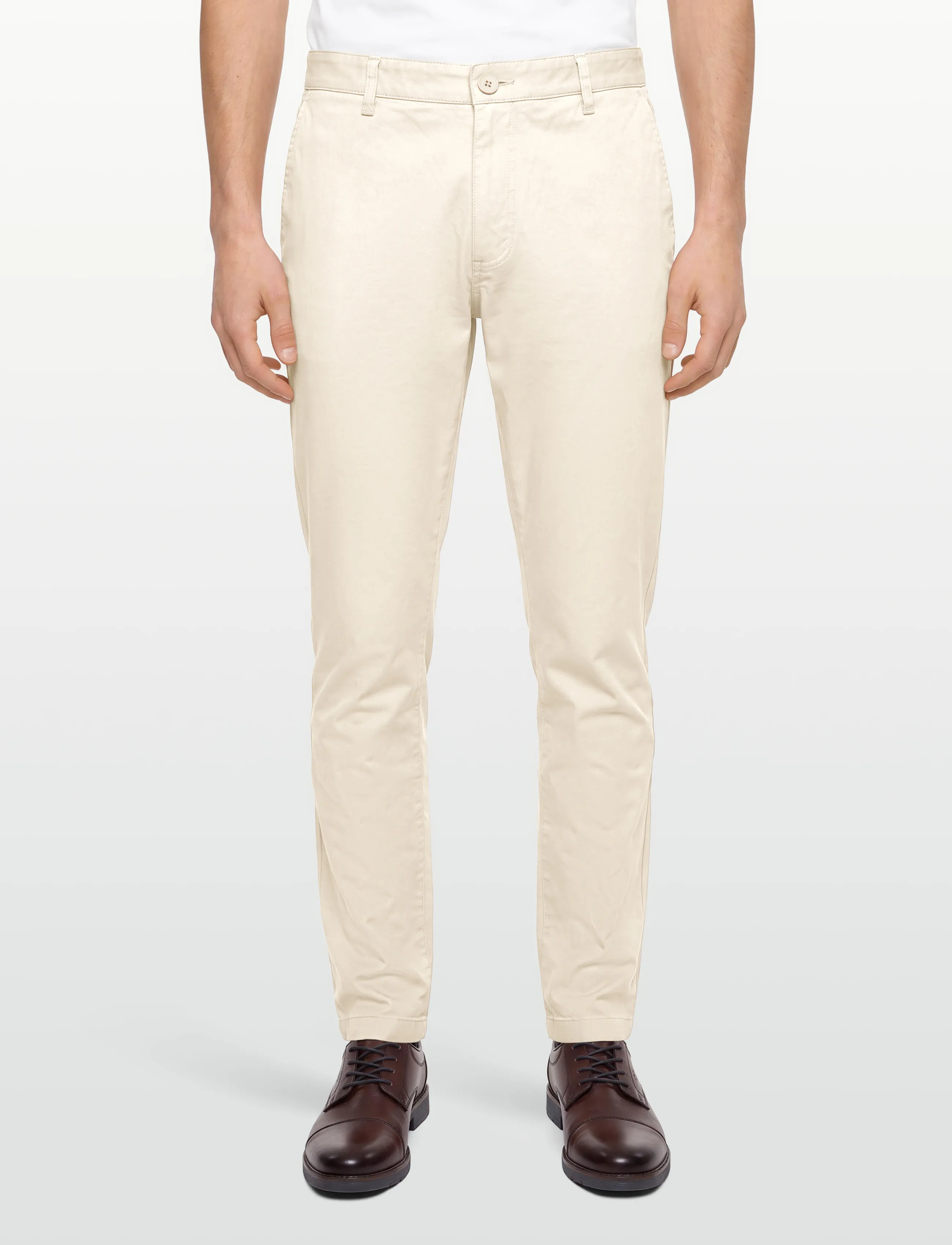 Knowledge Cotton Apparel - Luca slim chino pants - trousers & jeans - light feather gray - 3