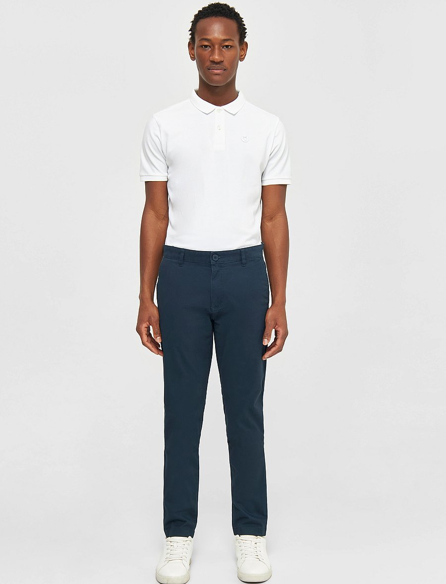 Knowledge Cotton Apparel - Luca slim chino pants - chinos - total eclipse - 0