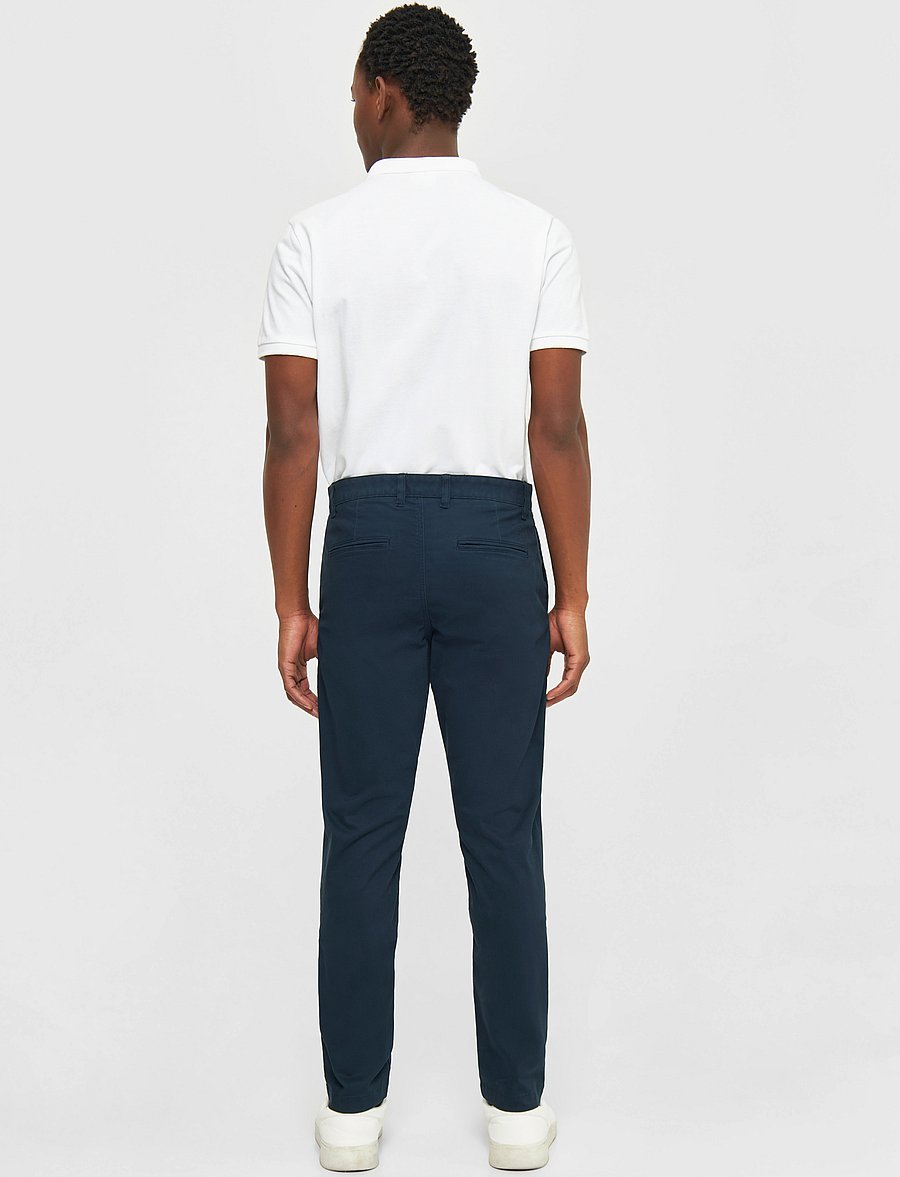 Knowledge Cotton Apparel - Luca slim chino pants - chinos - total eclipse - 3