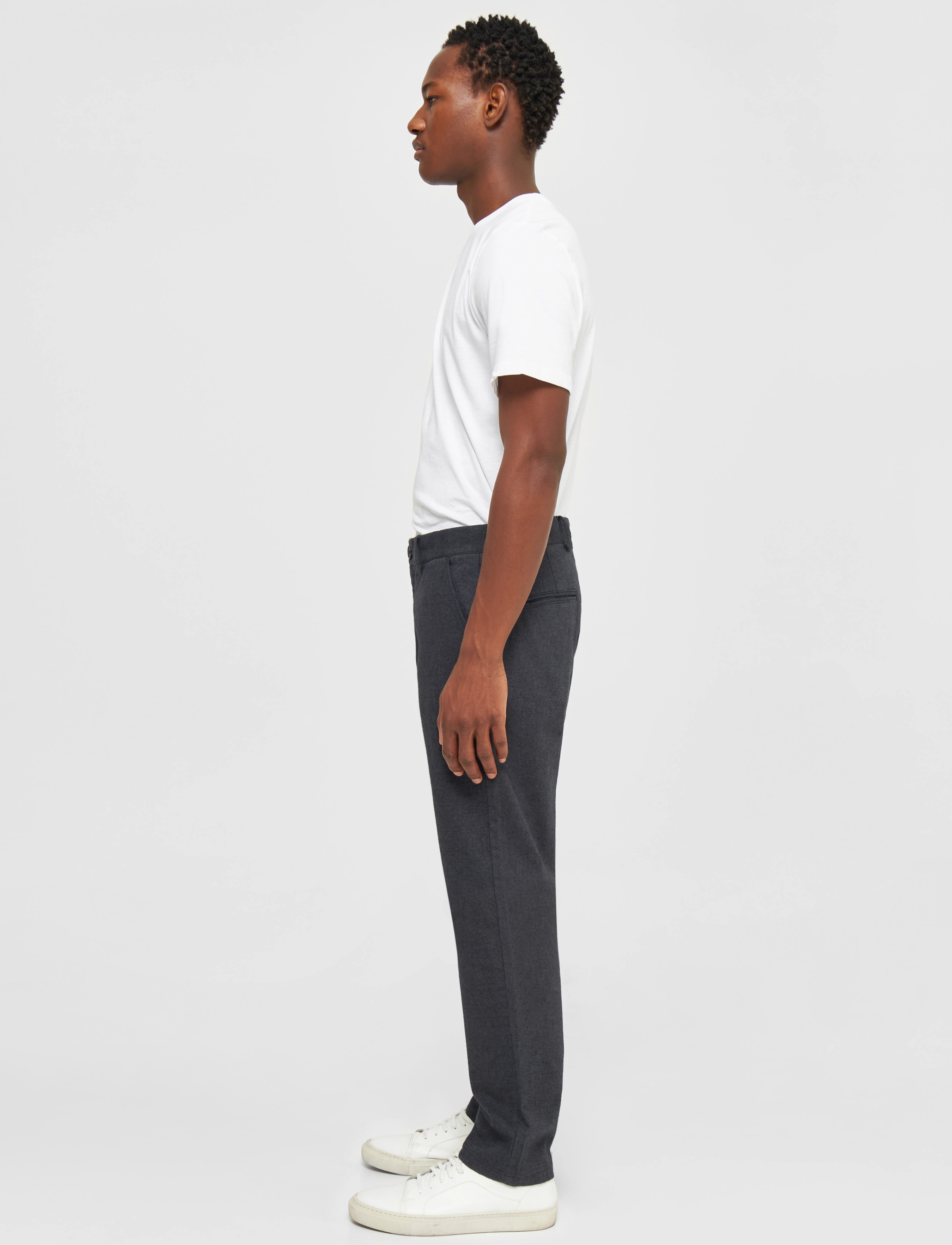 Knowledge Cotton Apparel - CHUCK regular flannel chino pants - - gray pinstripe - 4