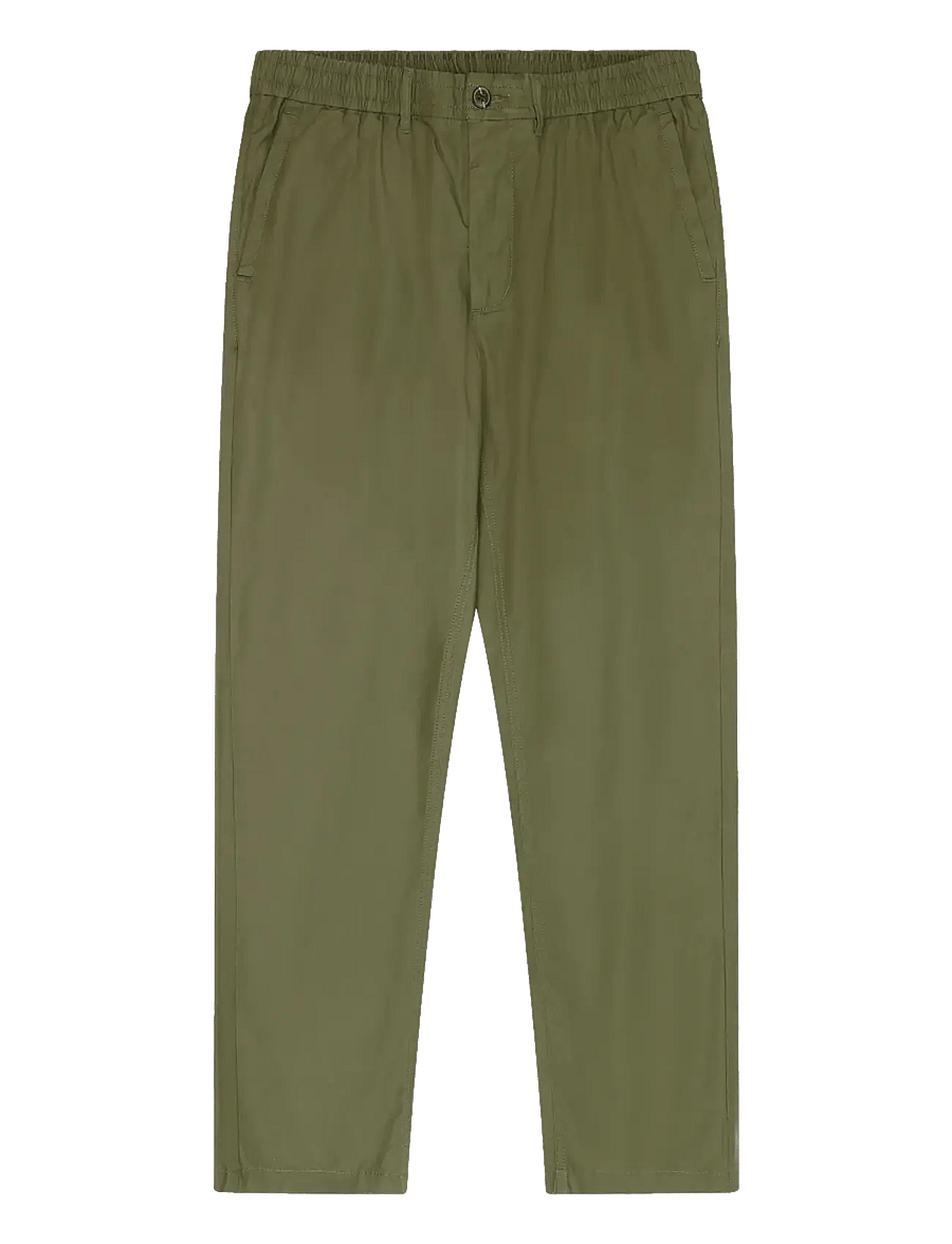 Knowledge Cotton Apparel - Tim tapered chino pants - casual trousers - burned olive - 1