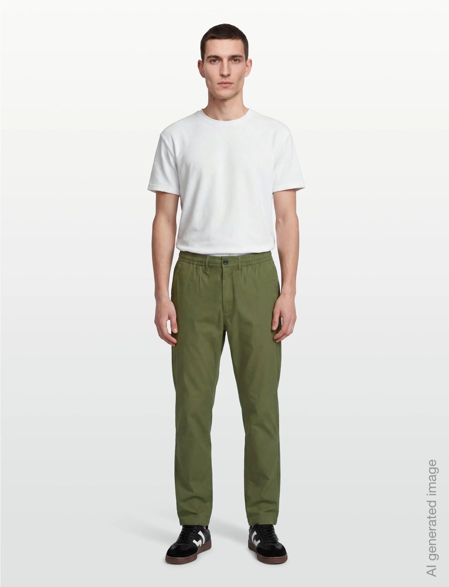 Knowledge Cotton Apparel - Tim tapered chino pants - casual trousers - burned olive - 0
