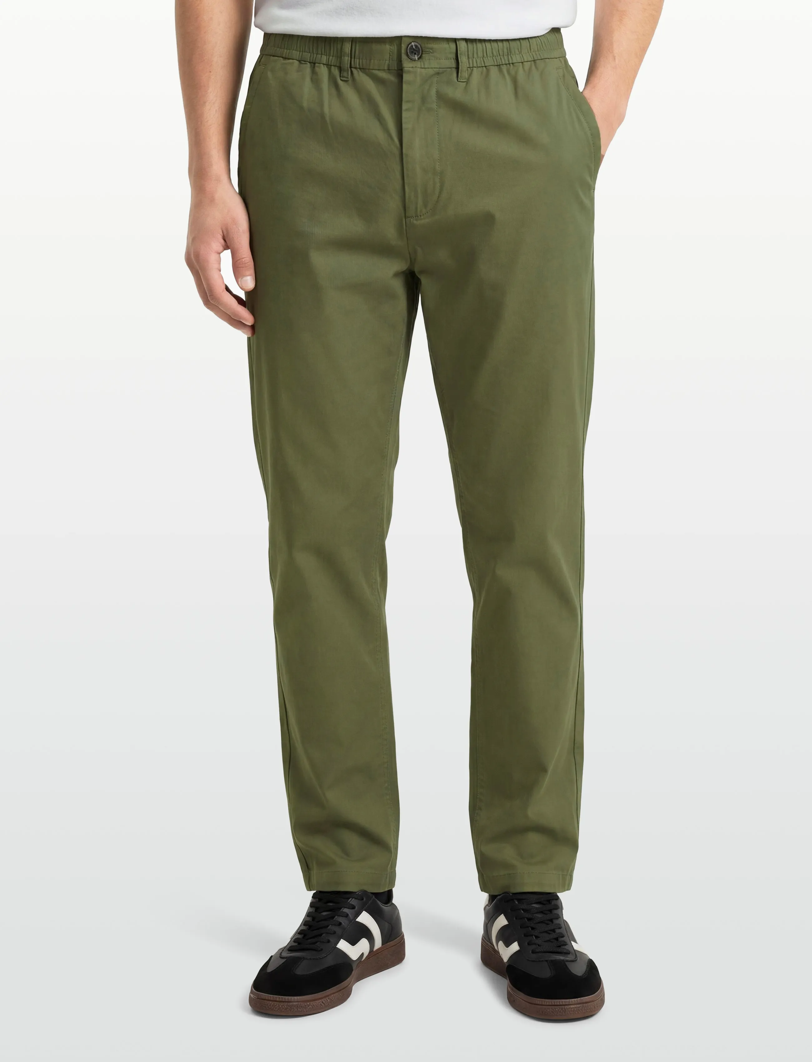 Knowledge Cotton Apparel - Tim tapered chino pants - casual - burned olive - 3
