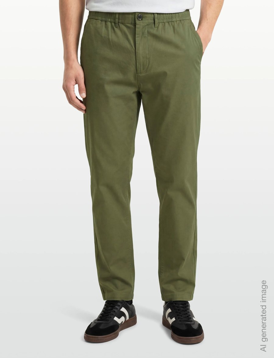 Knowledge Cotton Apparel - Tim tapered chino pants - casual trousers - burned olive - 3