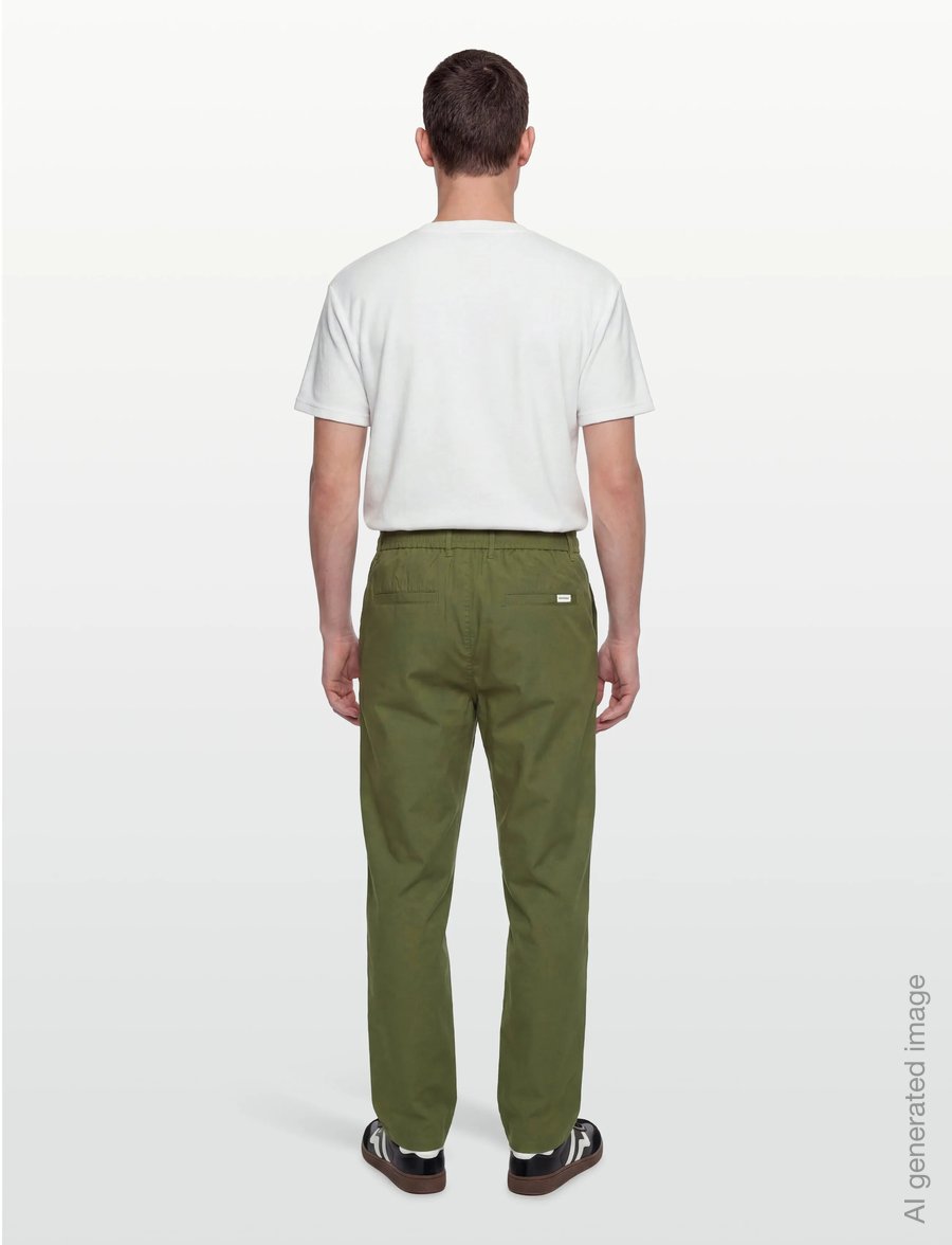 Knowledge Cotton Apparel - Tim tapered chino pants - casual trousers - burned olive - 4