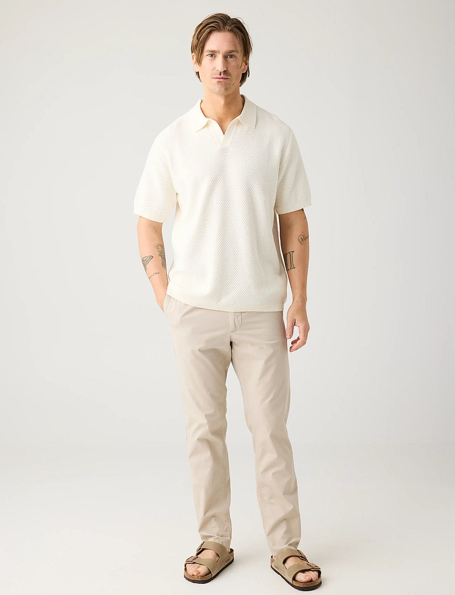 Knowledge Cotton Apparel - Tim tapered chino pants - casual trousers - light feather gray - 0