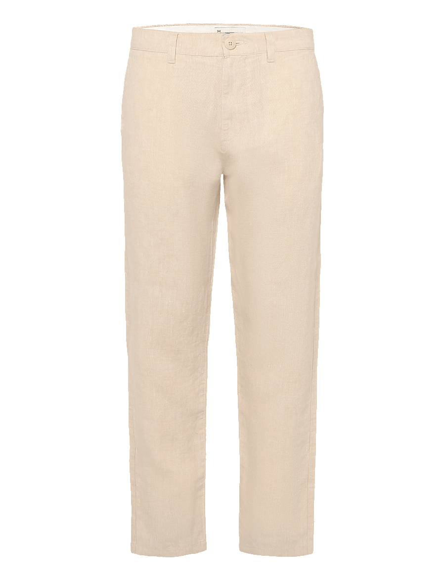 Knowledge Cotton Apparel - Chuck regular linen pants - linnebyxor - yarndyed - light feather gray - 0