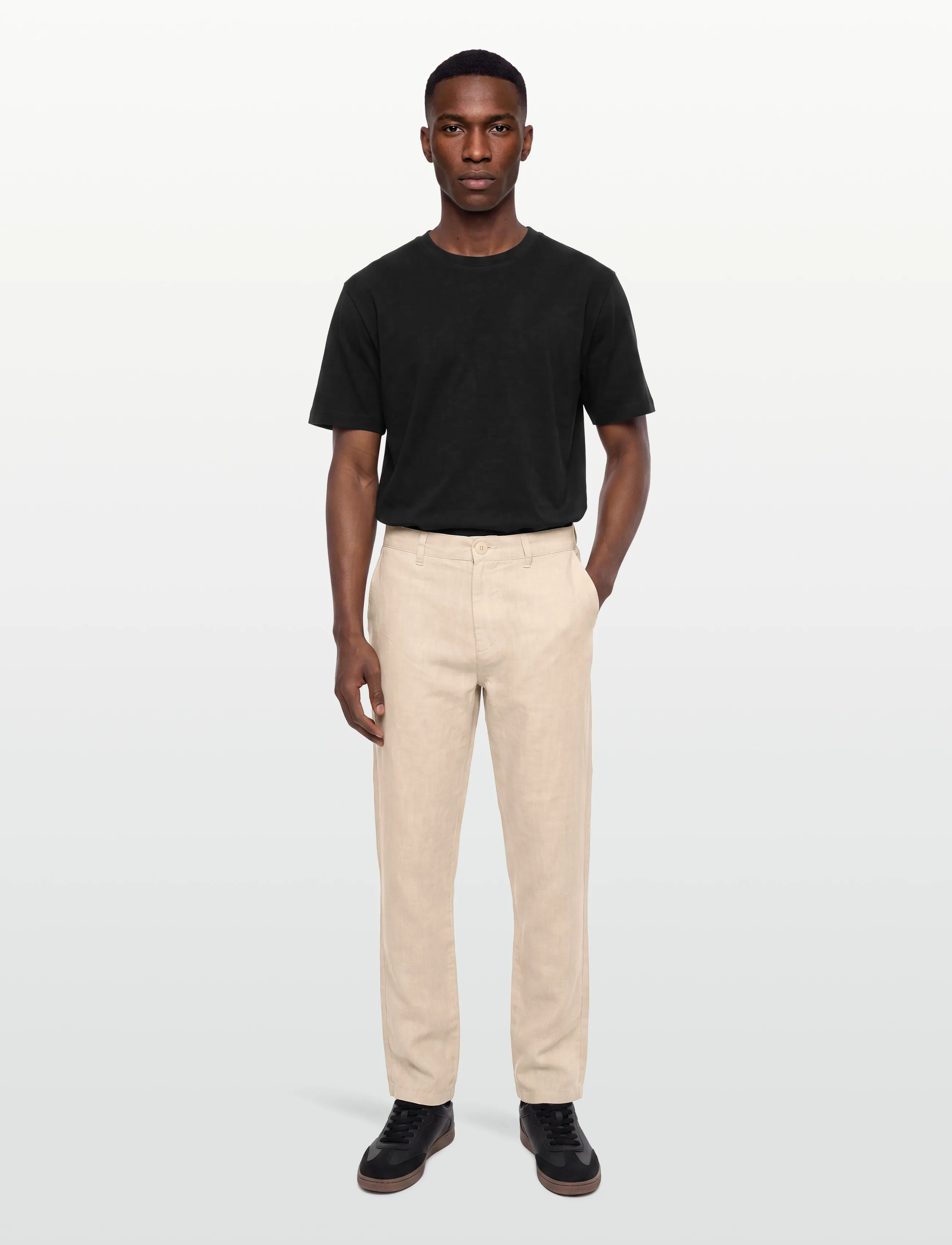 Knowledge Cotton Apparel - Chuck regular linen pants - hørbukser - yarndyed - light feather gray - 0