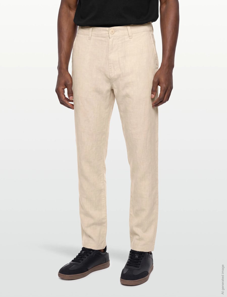 Knowledge Cotton Apparel - Chuck regular linen pants - leinenhosen - yarndyed - light feather gray - 3