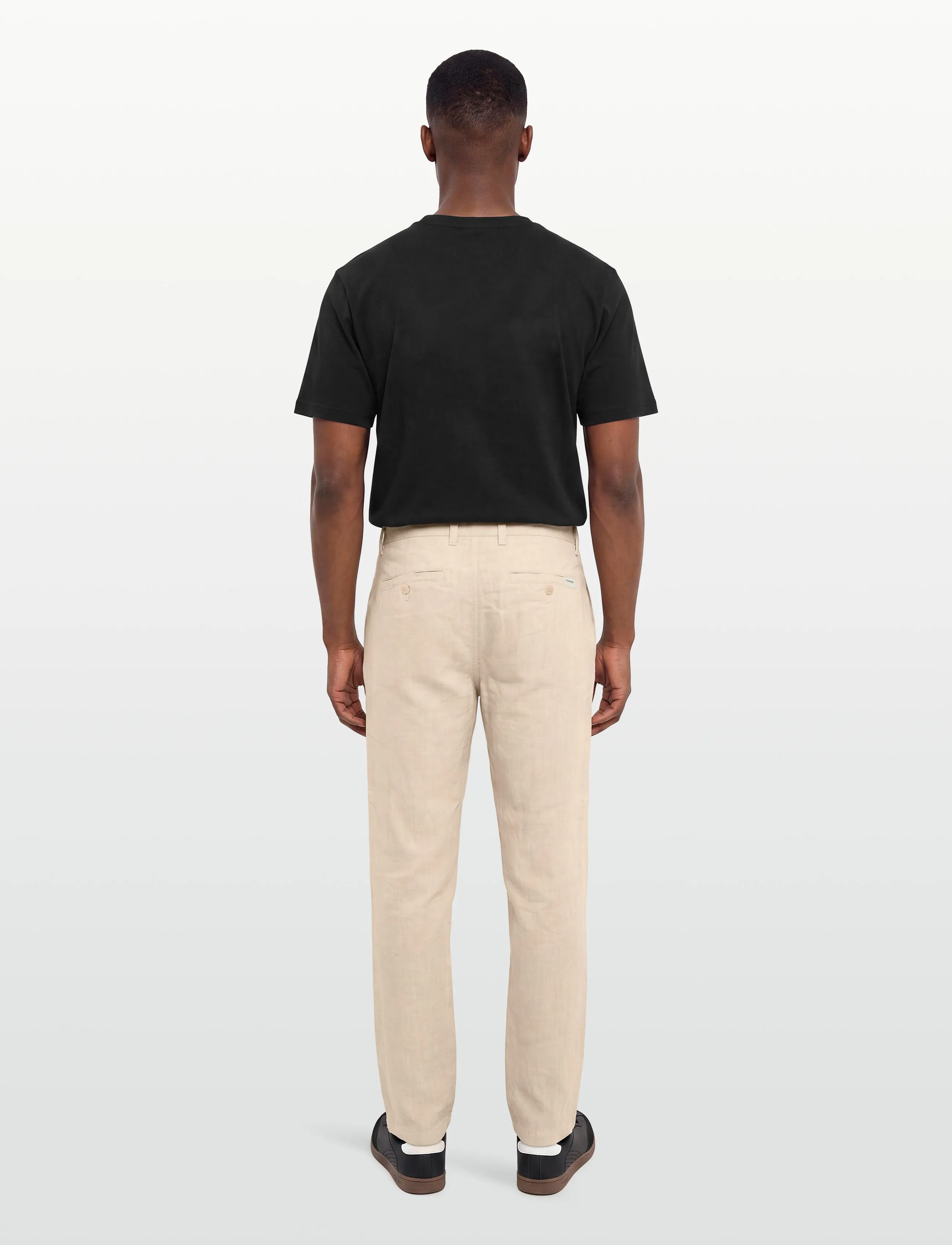 Knowledge Cotton Apparel - Chuck regular linen pants - hørbukser - yarndyed - light feather gray - 4
