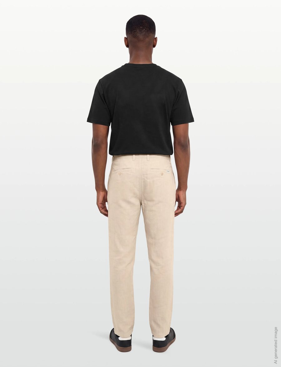 Knowledge Cotton Apparel - Chuck regular linen pants - leinenhosen - yarndyed - light feather gray - 4