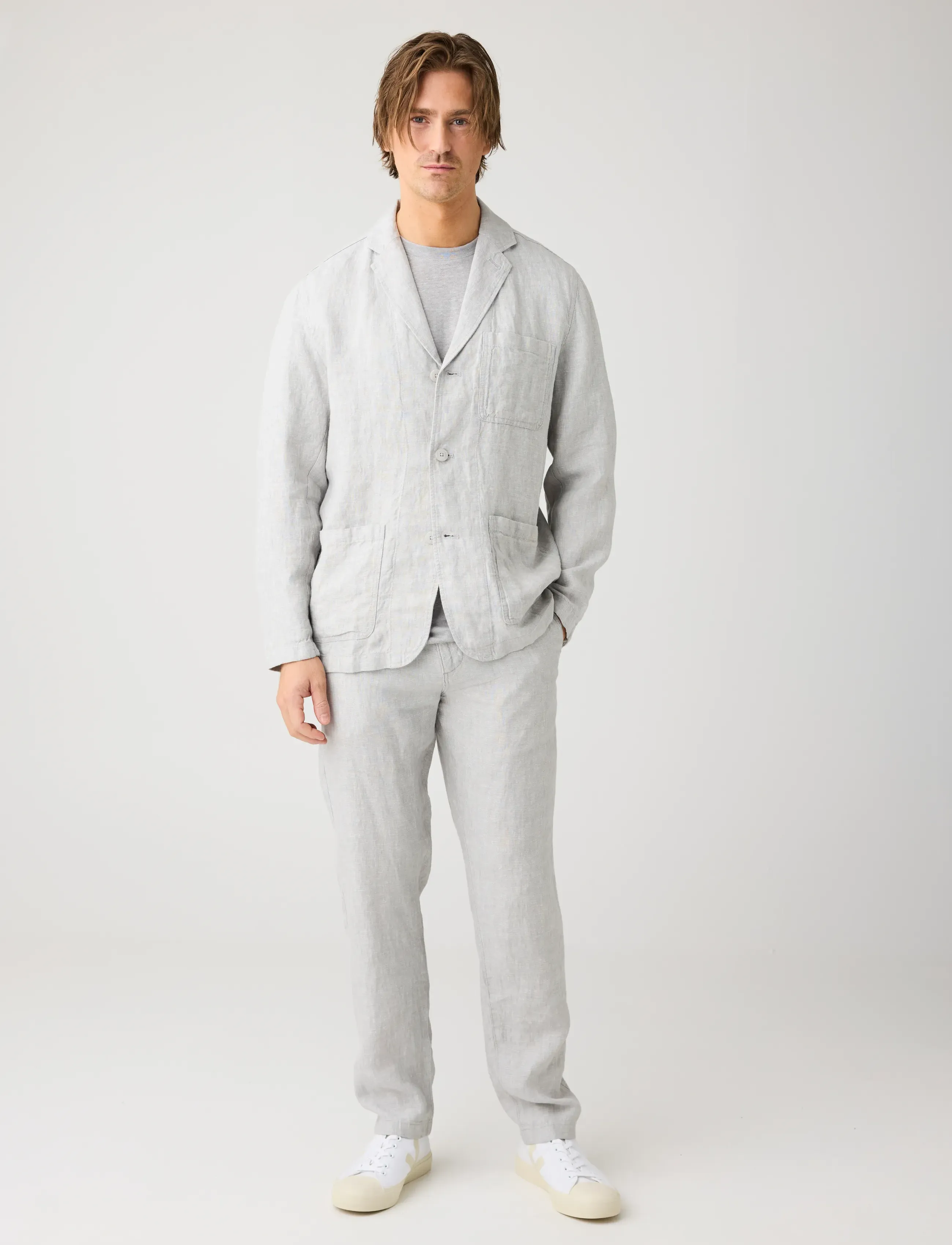 Knowledge Cotton Apparel - Chuck regular linen pants - leinenhosen - ultimate grey - yarndyed - 0