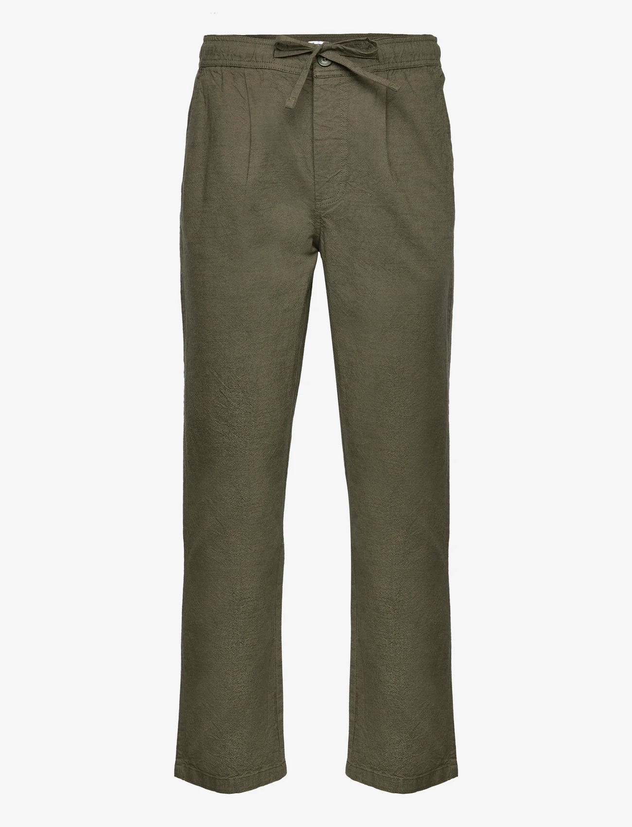 Knowledge Cotton Apparel - FIG loose linen look pants - GOTS/V - spodnie na co dzień - burned olive - 0