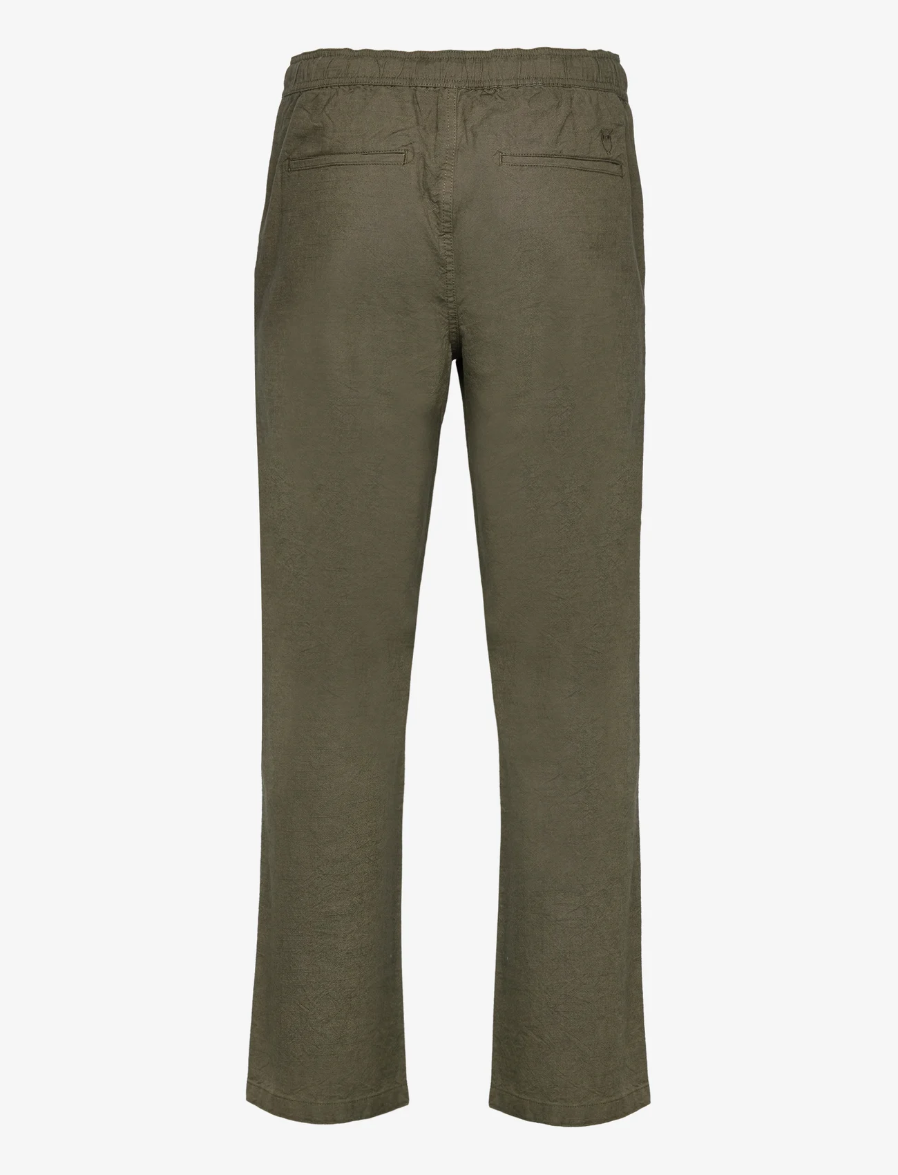 Knowledge Cotton Apparel - FIG loose linen look pants - GOTS/V - casual trousers - burned olive - 1