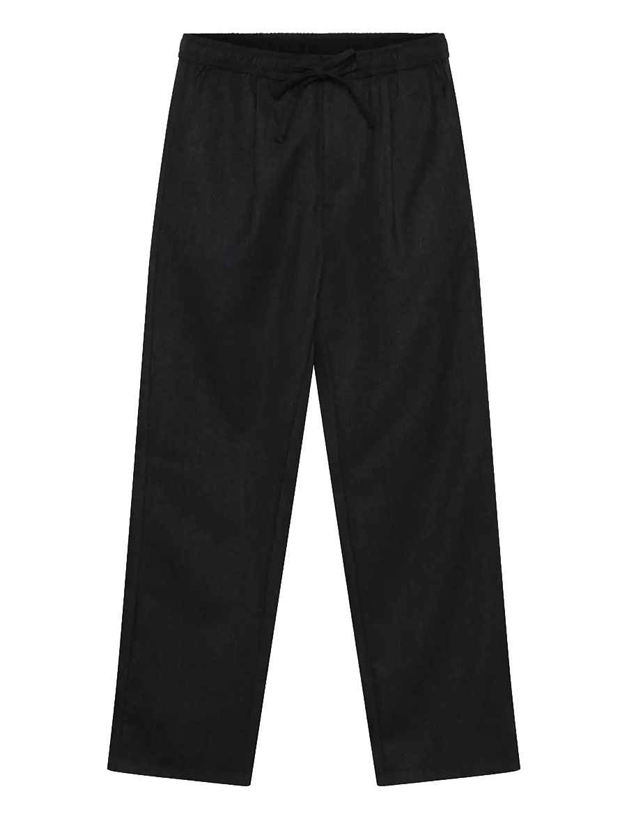 Knowledge Cotton Apparel - Fig comfort wool pants - vabaajapüksid - dark grey melange - 0