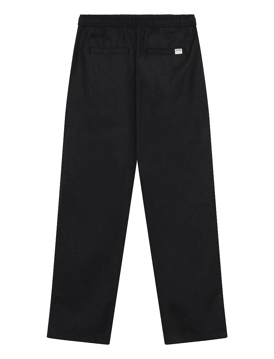 Knowledge Cotton Apparel - Fig comfort wool pants - vabaajapüksid - dark grey melange - 1