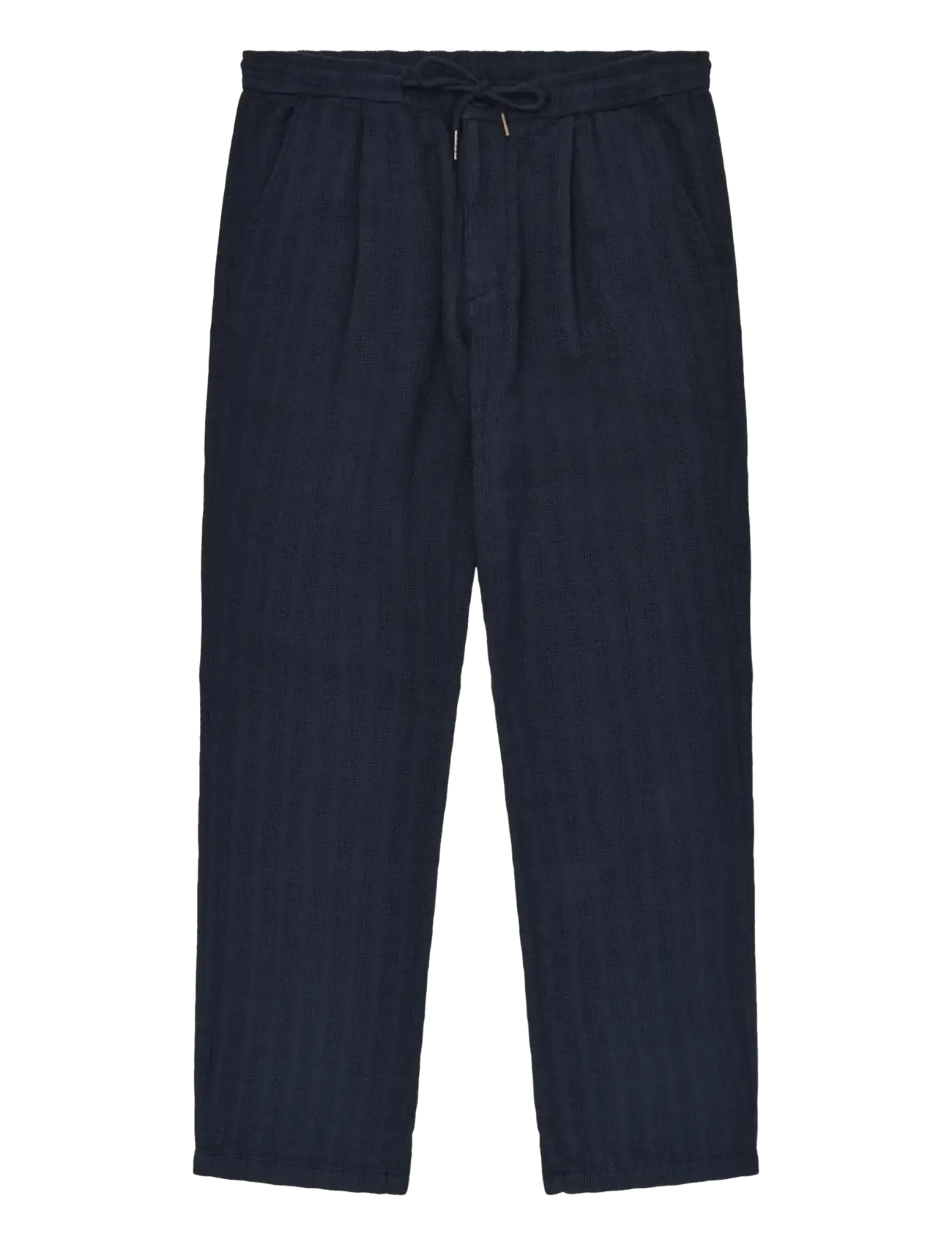 Knowledge Cotton Apparel Fig loose structure pants - Kläder - NIGHT SKY / navy