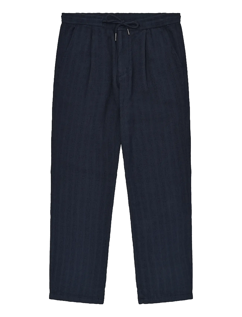 Knowledge Cotton Apparel - Fig loose structure pants - casual bukser - night sky - 1