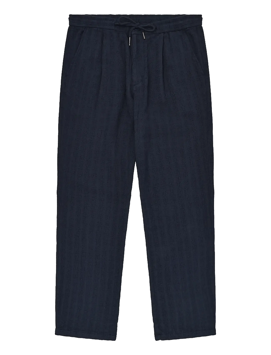 Knowledge Cotton Apparel - Fig loose structure pants - casual byxor - night sky - 1